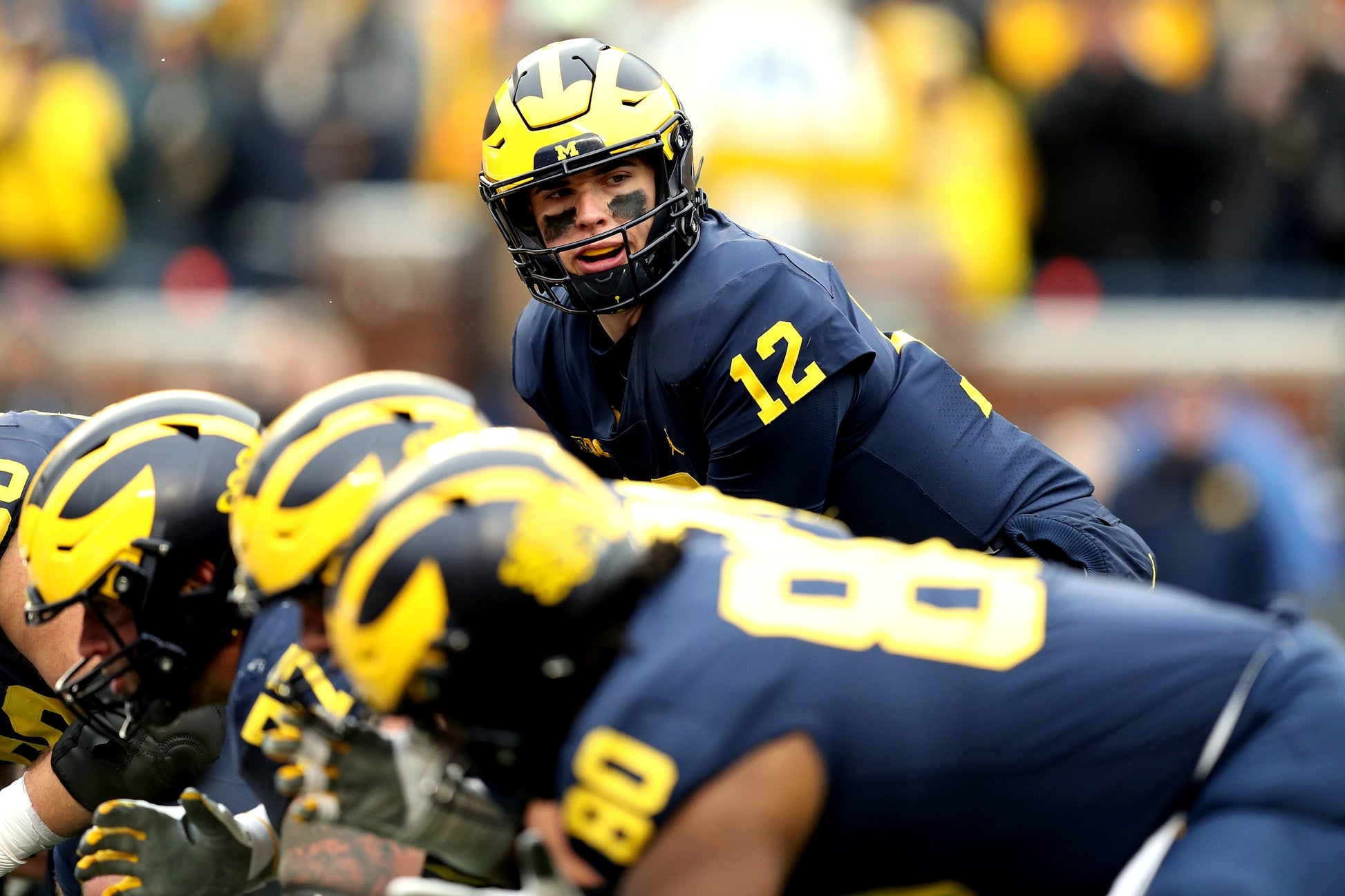 Cade McNamara during a football game